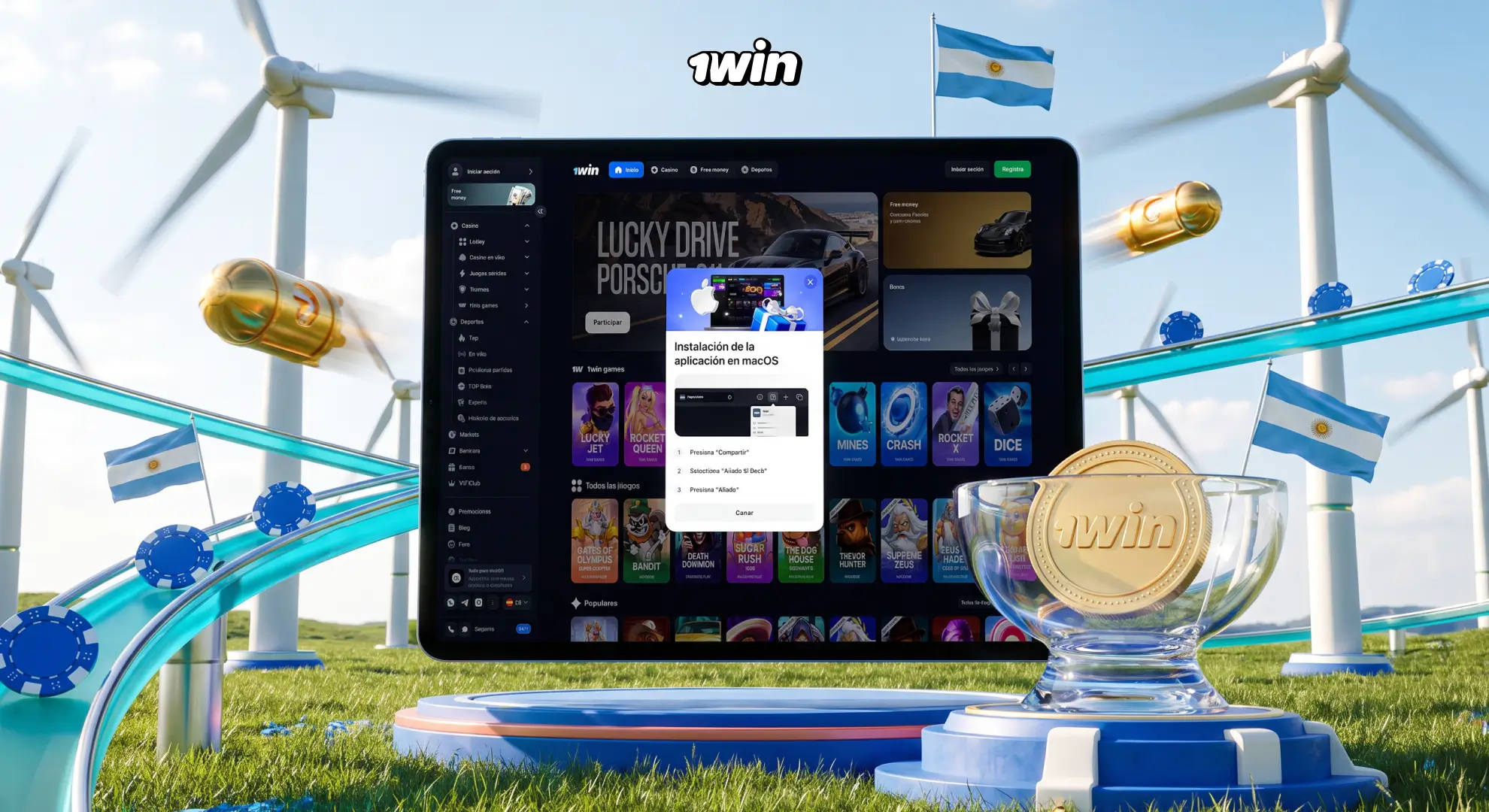 Instalación de la app de 1win en Argentina