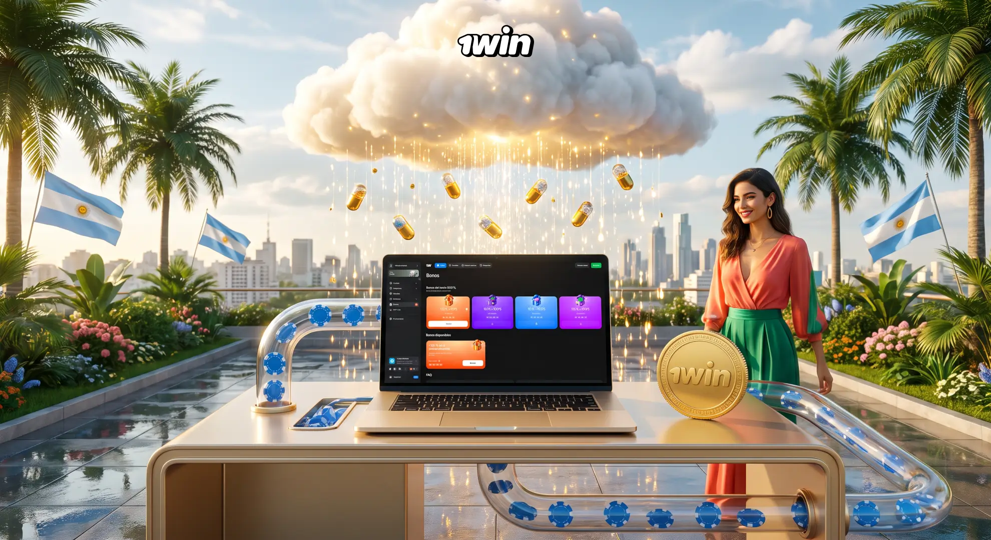 Giros gratis y vouchers de 1win Argentina